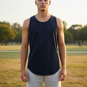 BYLT Mens Drop Cut Tank Top Lux Navy Blue XL Athletic Gym Workout Sleeveless